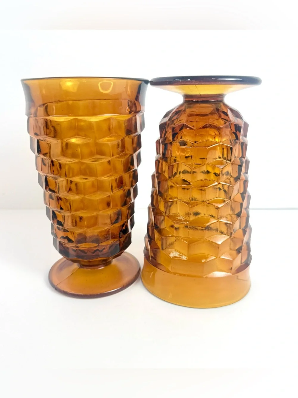 Vintage Mid-Century Modern Indiana Glass Amber Whitehall Goblets 6”  Set of Z